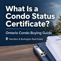 A condo buyer reviewing a status certificate and condominium documents before purchasing a unit in Ontario.