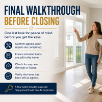 Homebuyers completing a final walkthrough before taking possession of their new home.