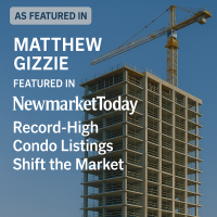 Matthew Gizzie featured in NewmarketToday with headline about record-high Newmarket condo listings, overlaid on an image of a high-rise condo building under construction with a crane. Matthew Gizzie featured in NewmarketToday with headline about record-high Newmarket condo listings, overlaid on an image of a high-rise condo building under construction with a crane.