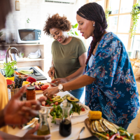 Group of women cooking together