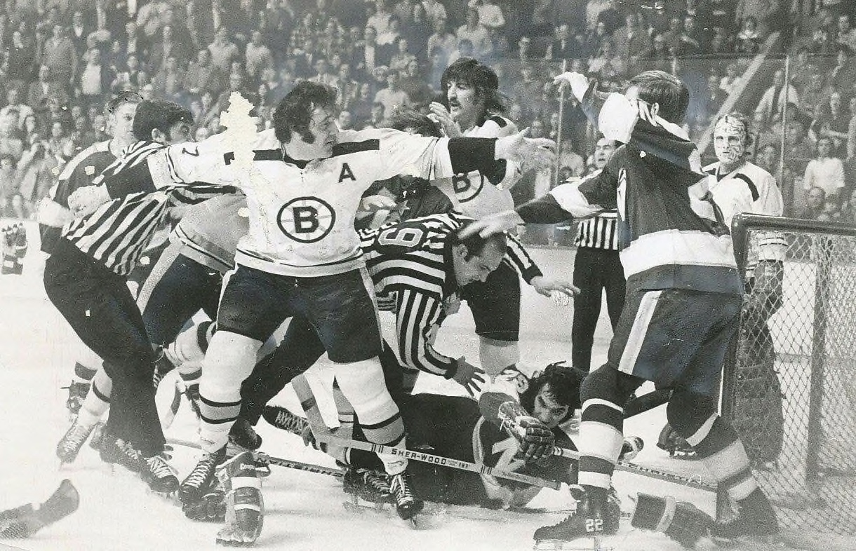 John D'Amico Boston Bruins and Minnesota North Stars NHL Fight