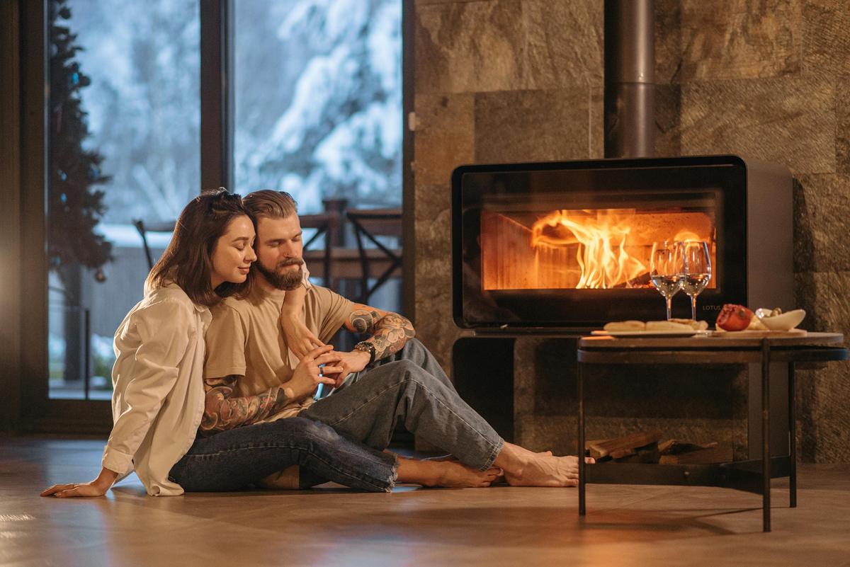Appleton couple enjoying their home's fireplace